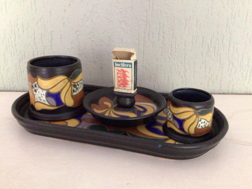 Mooie Gouds plateel rookstel, Antiek en Kunst, Ophalen of Verzenden