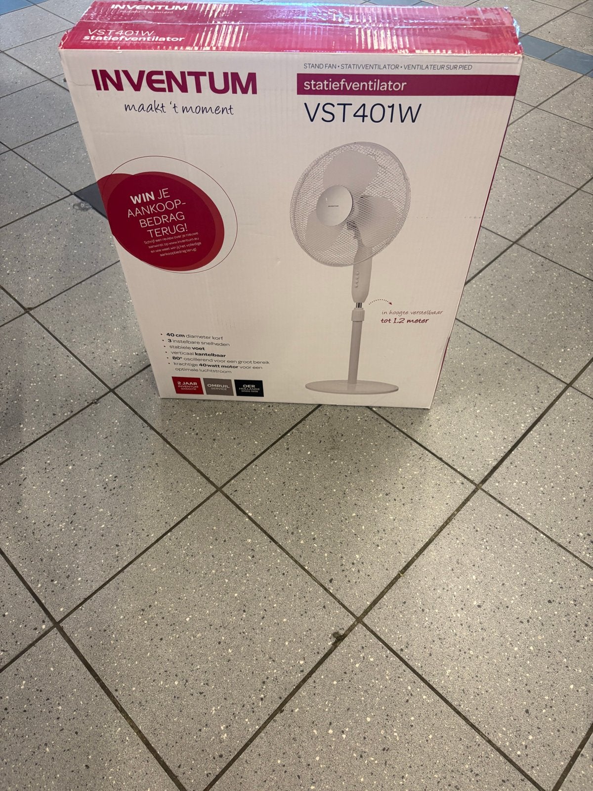 Inventum statiefventilator, Ophalen of Verzenden, Ventilator met afstandsbediening, Nieuw, Statiefventilator