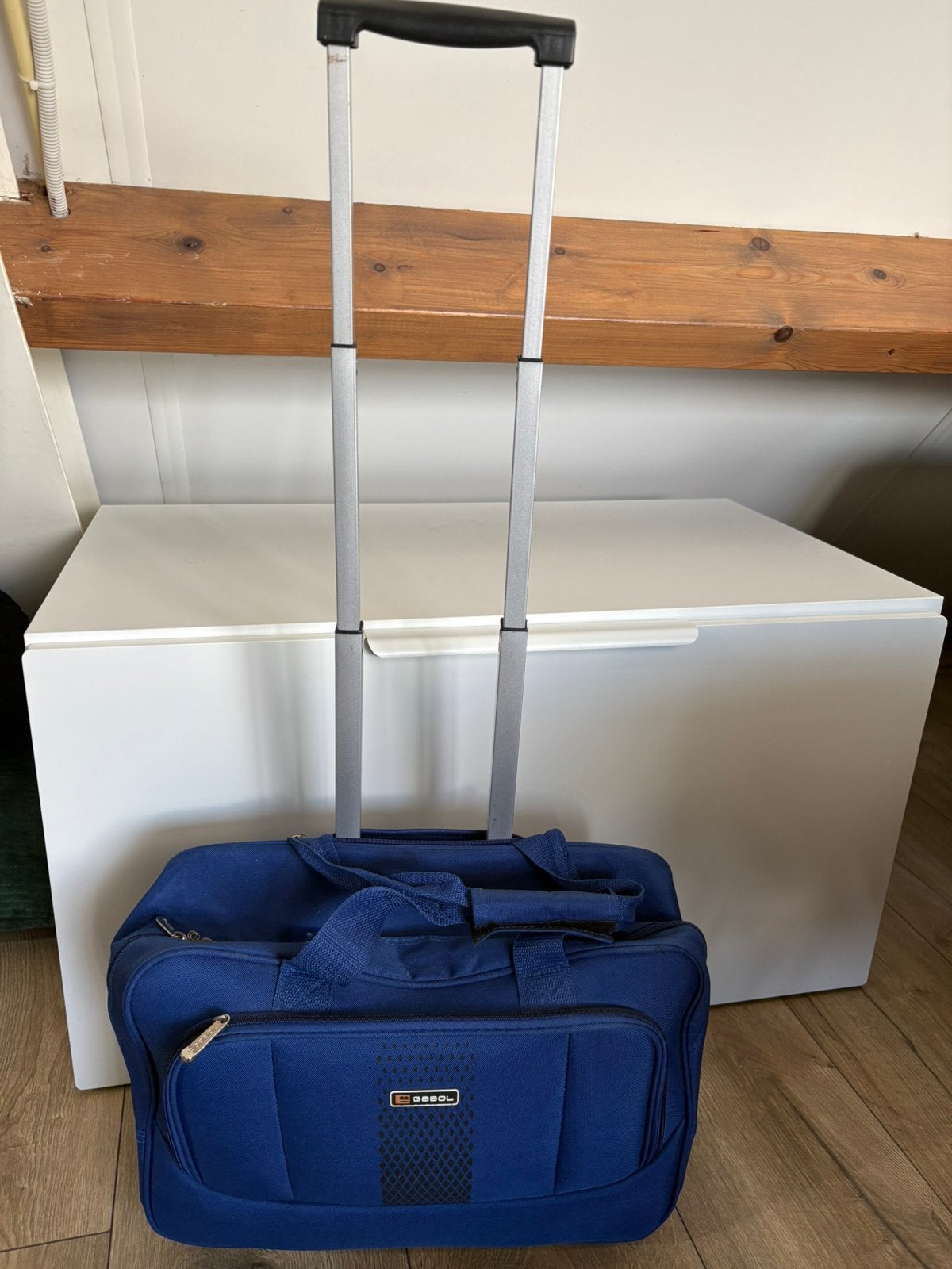 Kobaltblauwe Gabol  pilotenkoffer / reistas met trekstang, Ophalen, Zo goed als nieuw, Minder dan 50 cm, Wieltjes