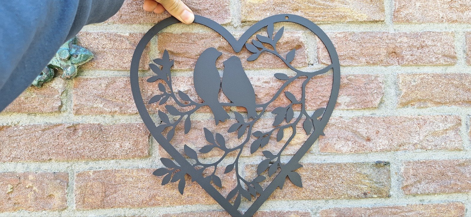 Metalen wanddecoratie hart met vogels - Zwart, Metaal, Zwart, Ophalen of Verzenden, Met ophangsysteem