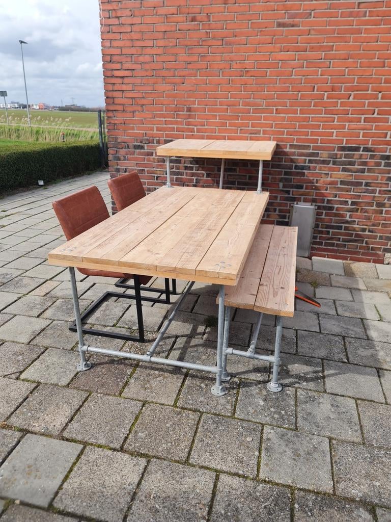 Steigerhout eethoek eettafel 4/6 persoons, Huis en Inrichting, Complete eetkamers, Gebruikt, 4 tot 6 stoelen, Ophalen of Verzenden