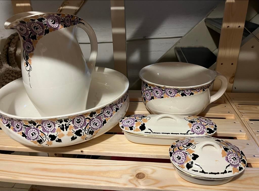 Vintage Art Deco Lampetstel  societé  ceramique Maestricht, Ophalen