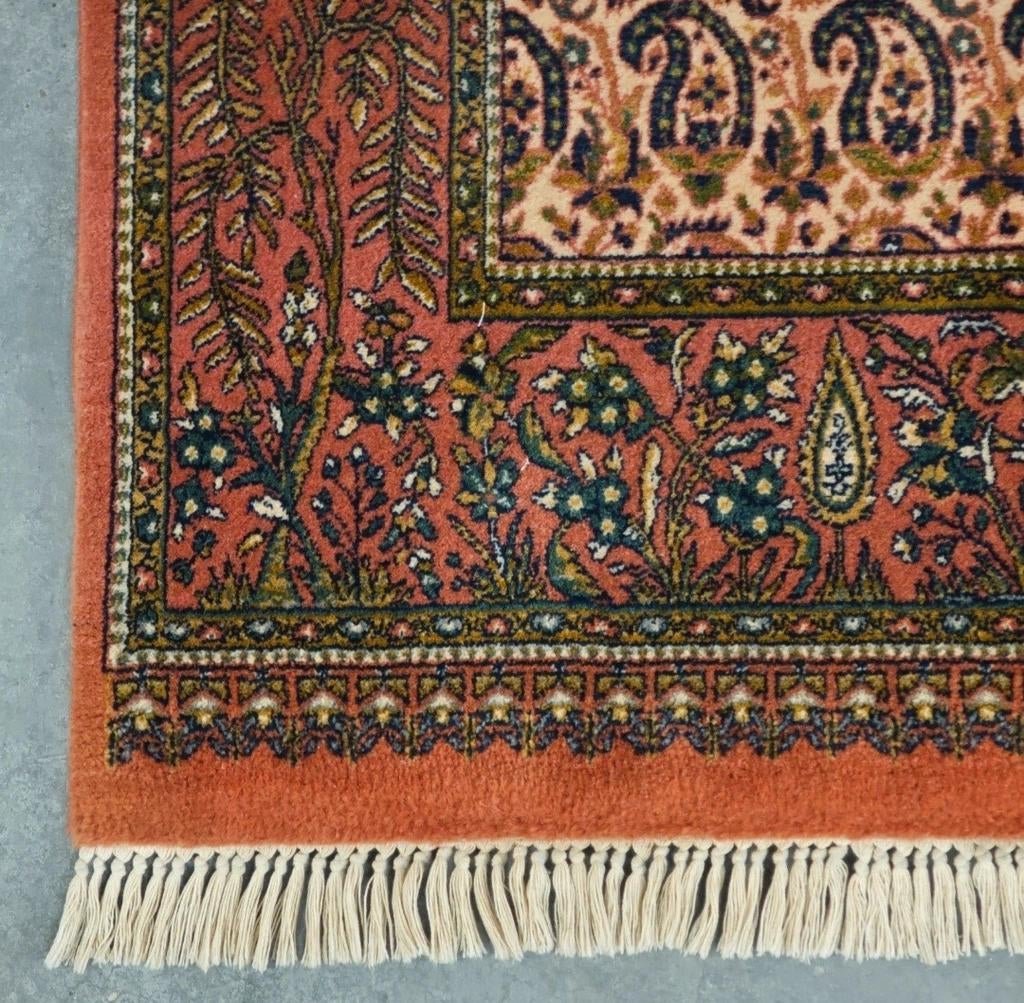 Vintage oosters wol vloerkleed paisley floral 70x133cm, Persian Perzisch vintage oosters hype, Crème, Gebruikt, 100 tot 150 cm