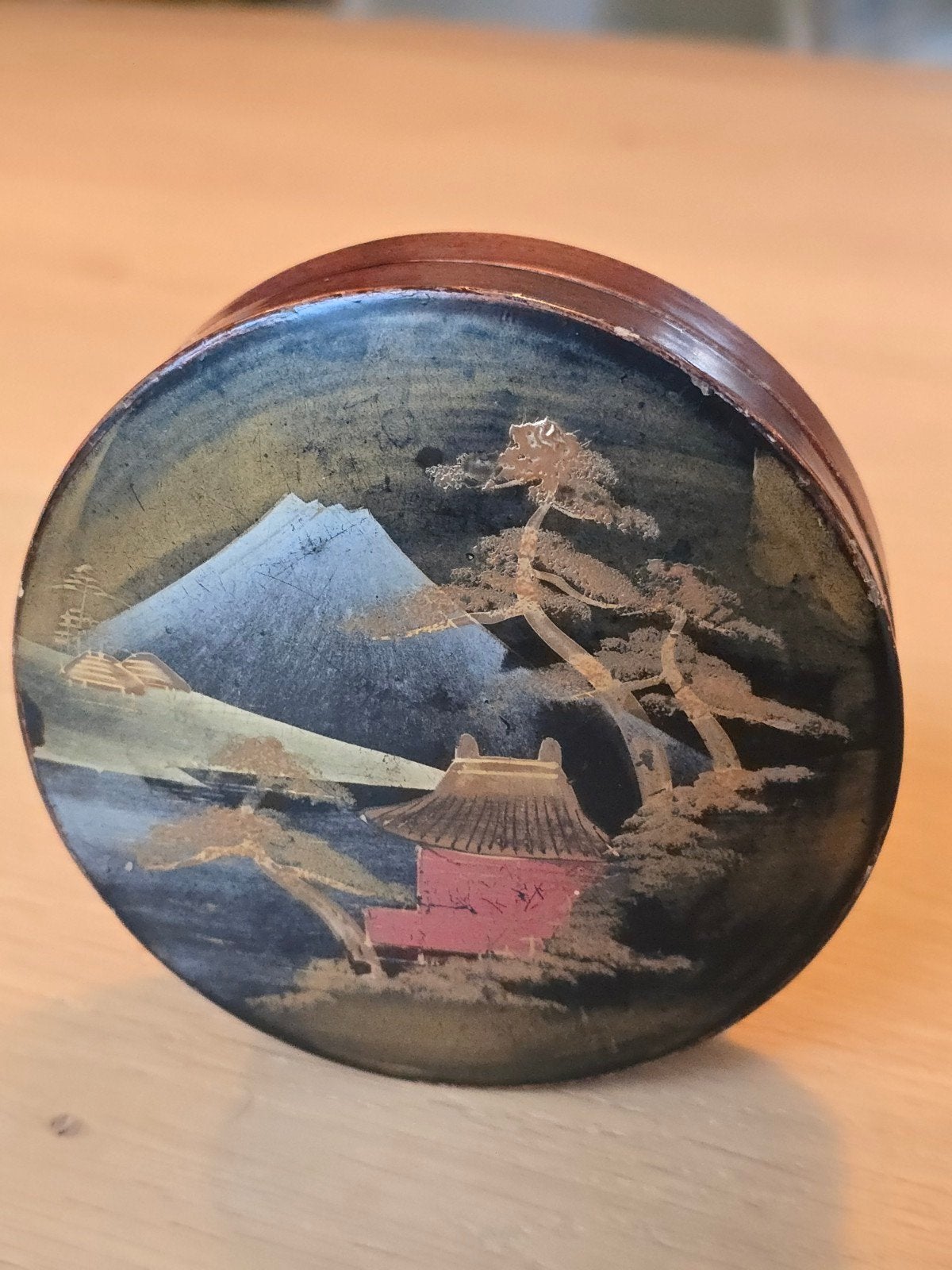antiek Japans lakdoosje handgeschilderd ca 1890 -1920 €19, Antiek en Kunst, Ophalen of Verzenden