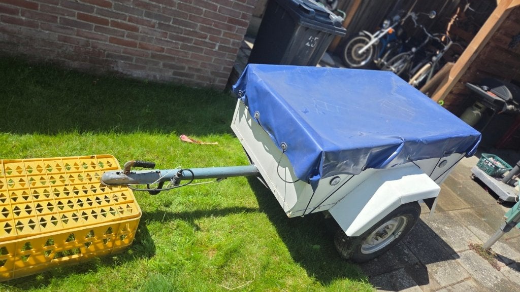 aanhangwagen   80 cm / 125 / 40 met dekzeil, Ophalen, Gebruikt