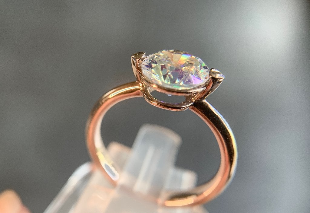Ring massief 925 rolled rosé gold met mistic topaas. Nieuw!, Sieraden, Tassen en Uiterlijk, Ringen, Nieuw, Dame, 17 tot 18, Goud
