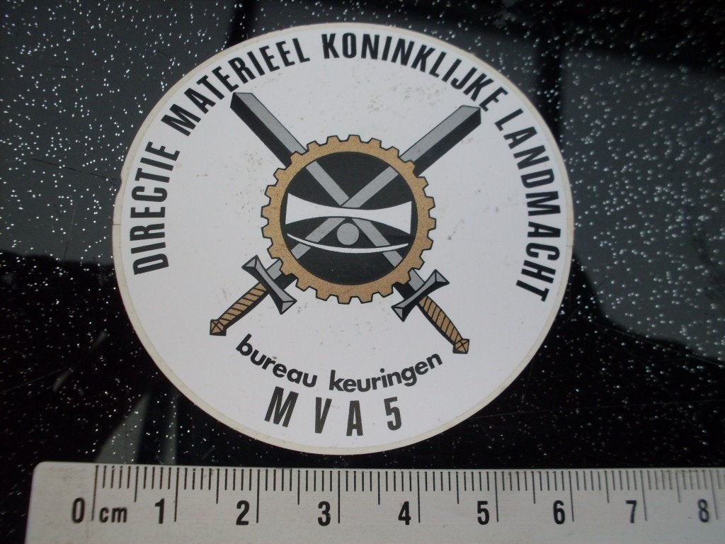 sticker directie materieel KL mva5 bureau keuringen logo, Verzenden, Zo goed als nieuw, Bedrijf of Vereniging