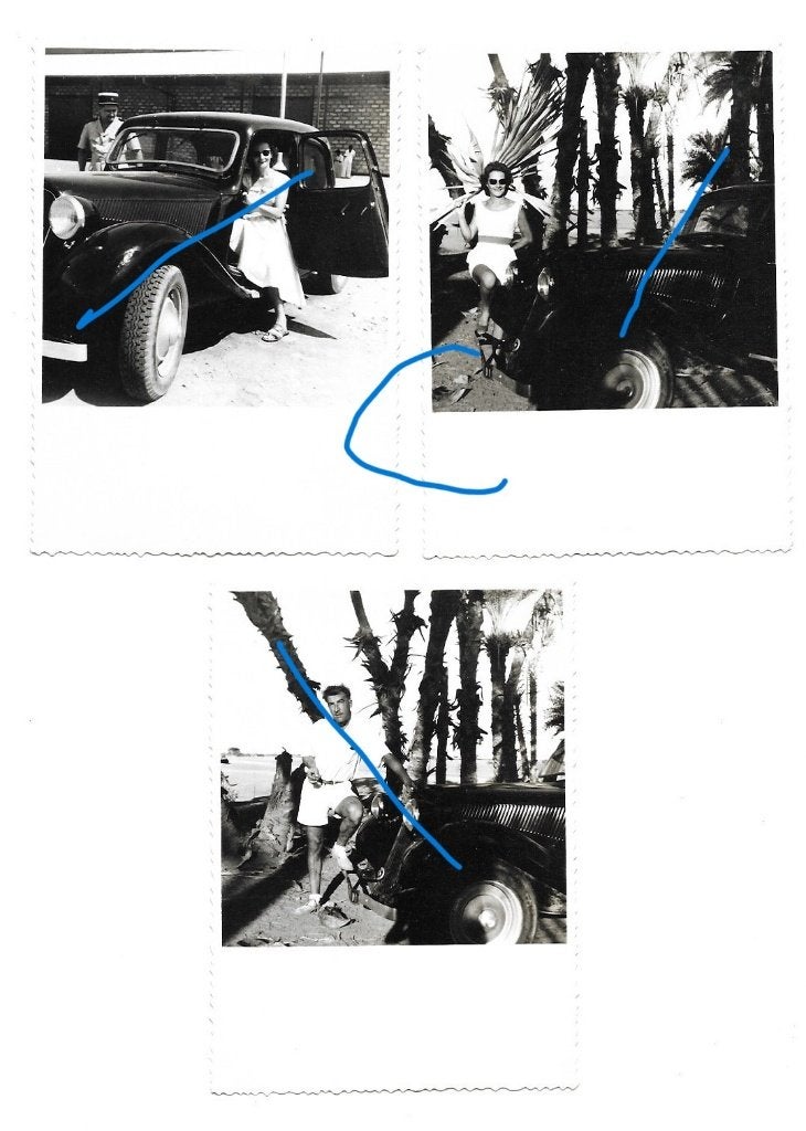 Citroen Traction Avant dame heer lot 3x foto, Verzamelen, Verzenden, Foto, Zo goed als nieuw, Voor 1940