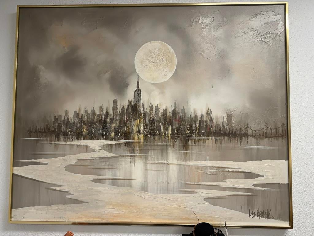 Schilderij skyline city by night - Lee Reynolds, Ophalen