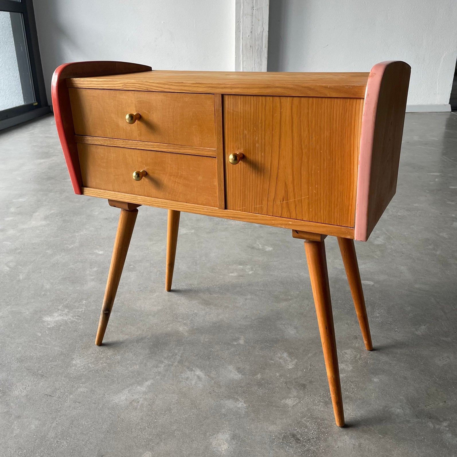 Vintage ladekast klein jaren 50, Ophalen, ., Vintage, 50 tot 100 cm