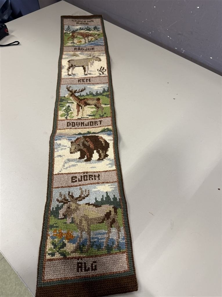 vintage borduurwerk wandhanger hangemaakt, Ophalen of Verzenden, Zo goed als nieuw, Overige typen