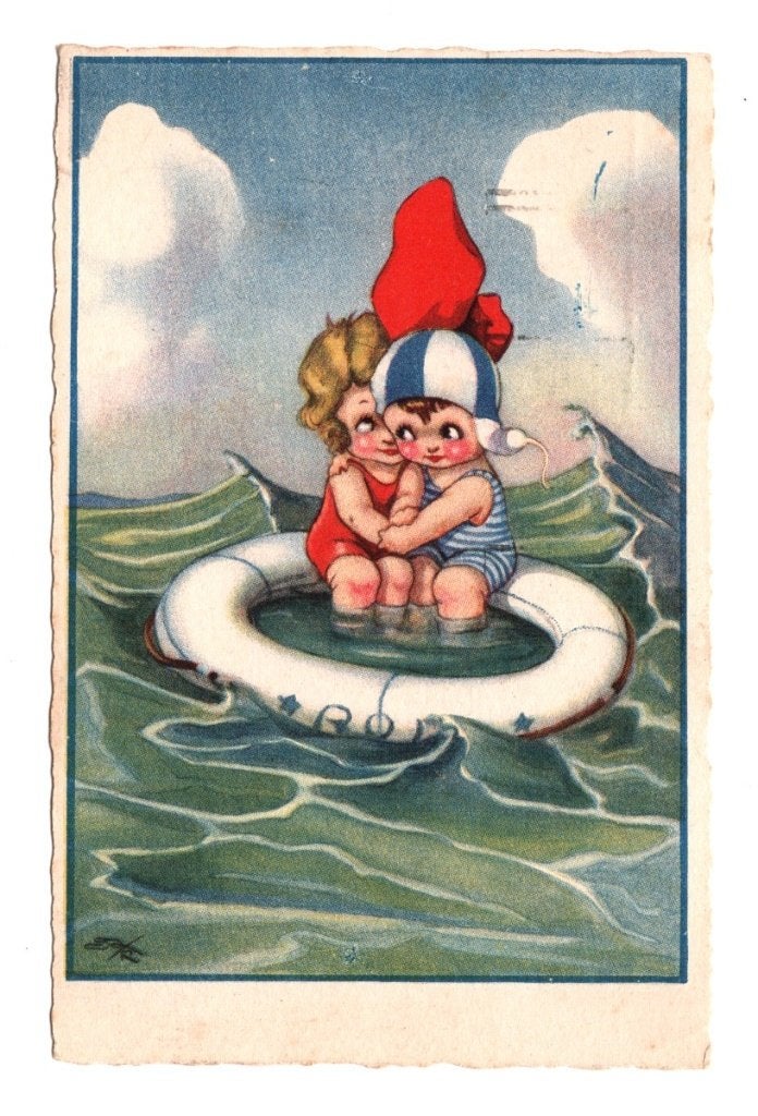 Oude Ansichtkaart Kinderen Reddingsboei Gelopen 1937, Ophalen of Verzenden, 1920 tot 1940, Gelopen, België en Luxemburg