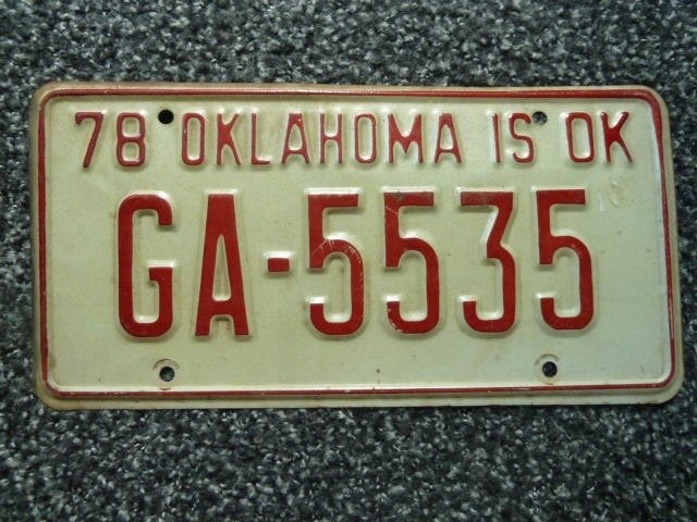 Kentekenplaat licenseplate Oklahoma is OK 1978 USA, Verzenden, Gebruikt, Auto's