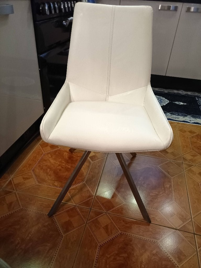 Henders & Hazel leren kuipstoel stoelen 4x, Ophalen, Wit, Zo goed als nieuw, Vier