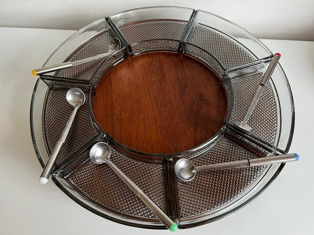 Vintage Deens DIGSMED Teakhout Carrousel Lazy Susan 1964, Ophalen of Verzenden, Zo goed als nieuw, Hout