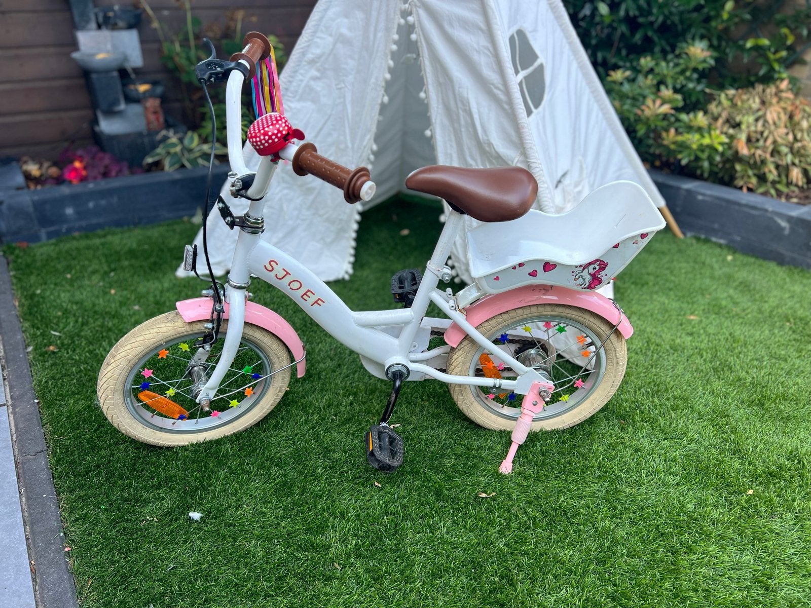 12 inch kinderfiets met poppenzitje, Ophalen, Gebruikt, Overige typen