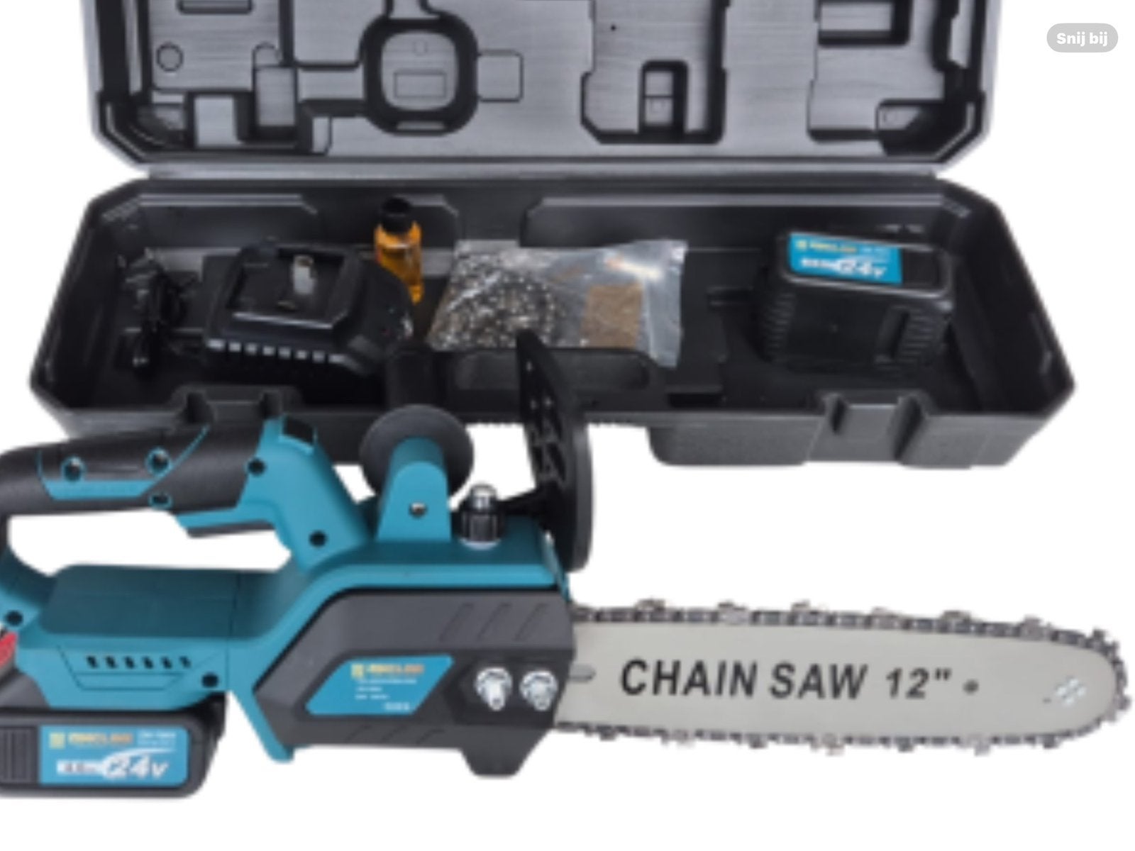 24 v kettingzaag 30 cm 2 accu,s 4.0 ah extra zaagketting, Ophalen of Verzenden, Nieuw