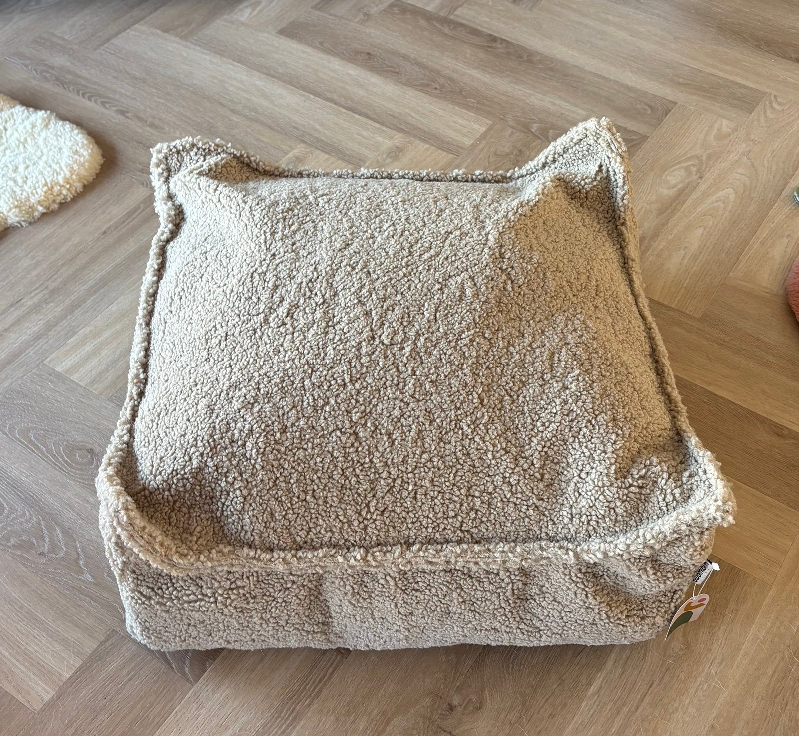 Wigiwama Ottoman teddy beige zitzak, Ophalen of Verzenden, Nieuw, Beige