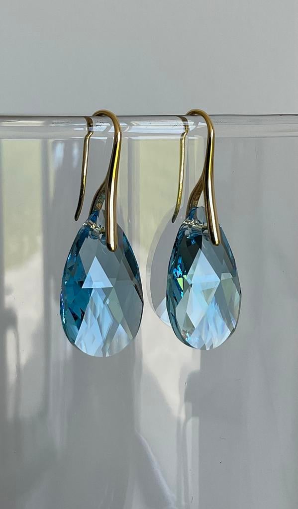 Oorbellen goud Swarovski kristal NIEUW hanger parel ketting, Met kristal, Overige materialen, Hangers, Nieuw