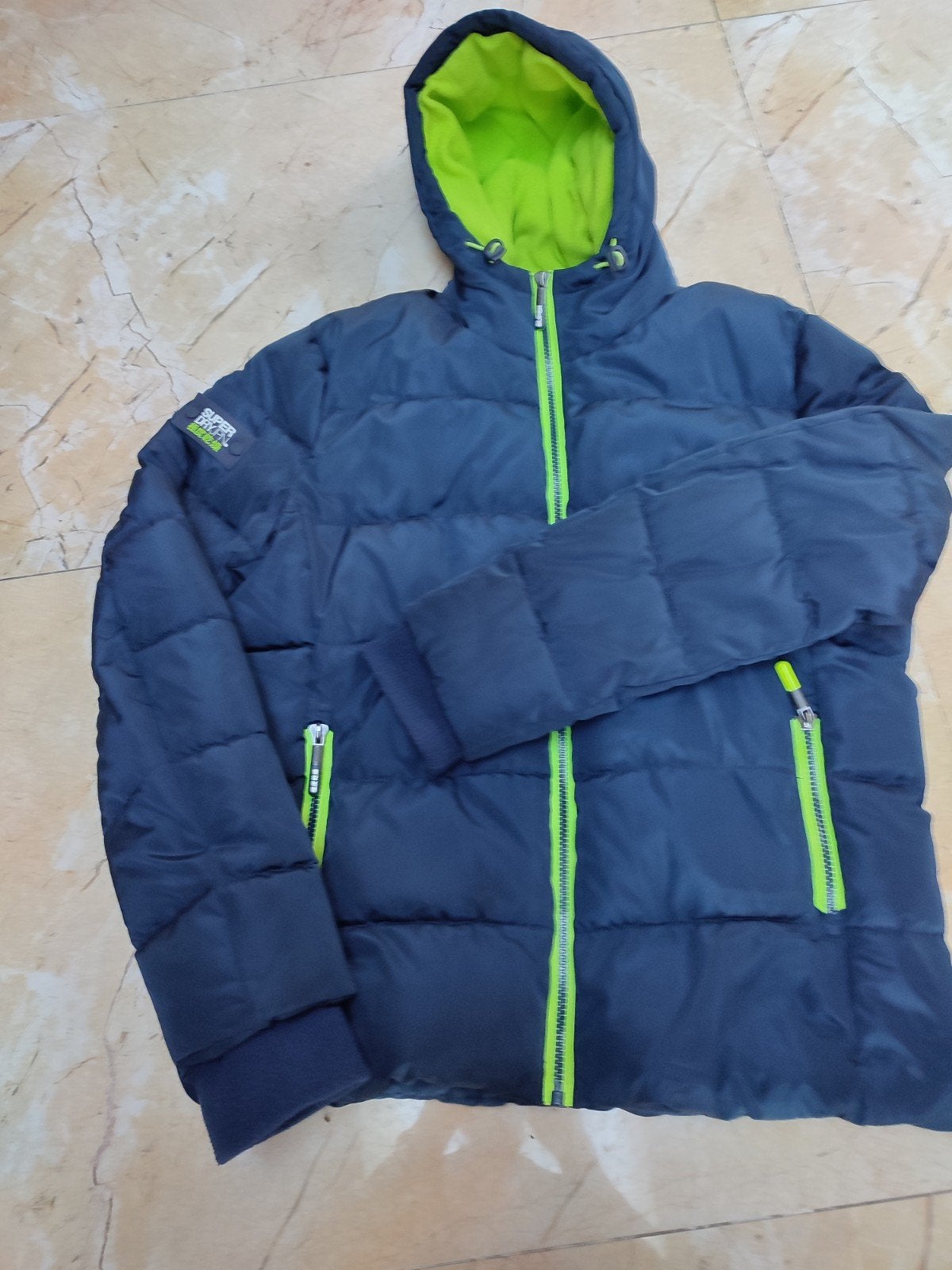 Superdry Winterjas 3XL donkerblauw met groene voering, Kleding | Heren, Blauw, Overige maten, Ophalen of Verzenden, Zo goed als nieuw