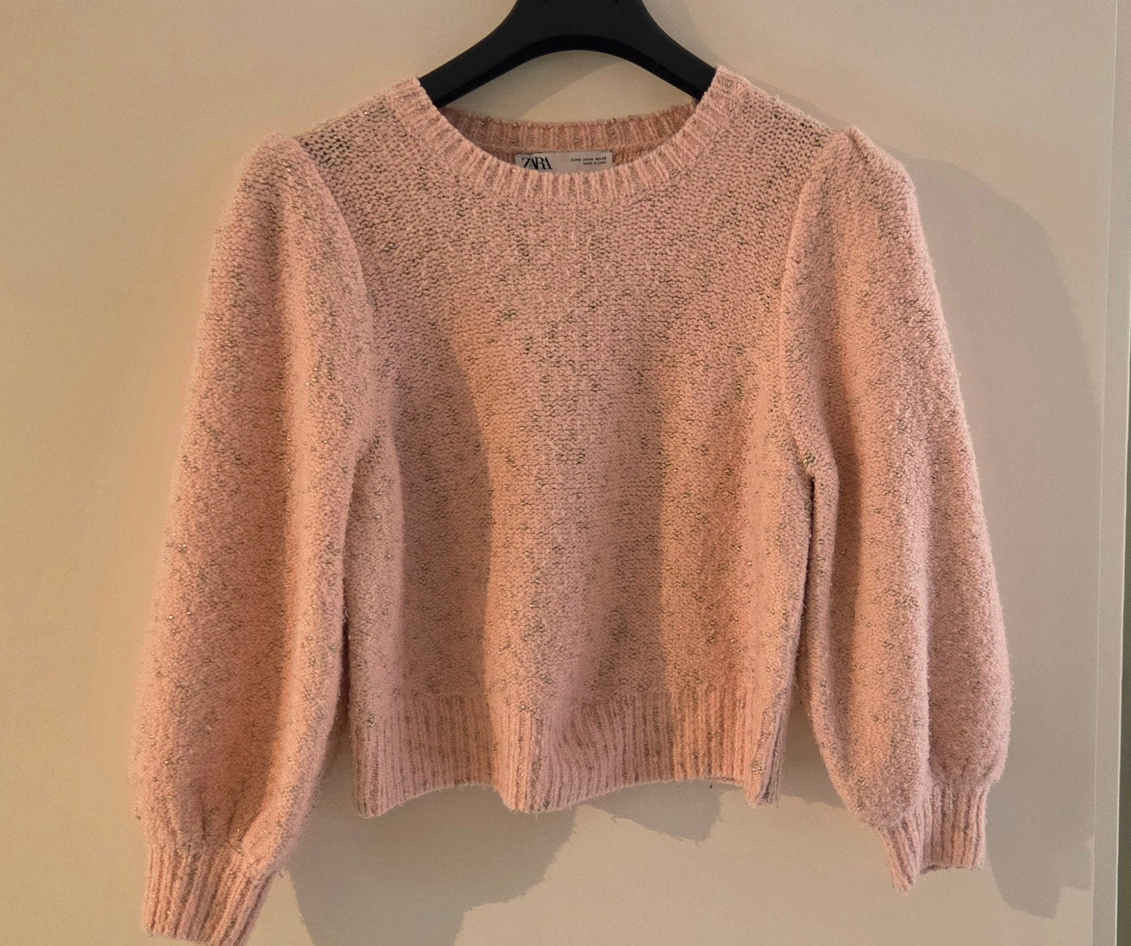 Roze trui van Zara met pofmouwen - Maat M, Maat 38/40 (M), Zara, Ophalen of Verzenden, Roze
