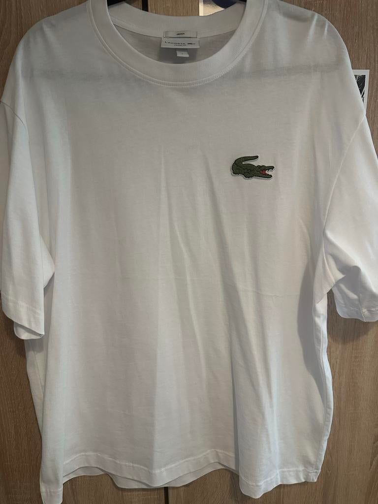 Lacoste T-shirt Wit met Krokodil Logo - Maat L, Ophalen of Verzenden, Nieuw, Maat 46/48 (XL) of groter, Wit