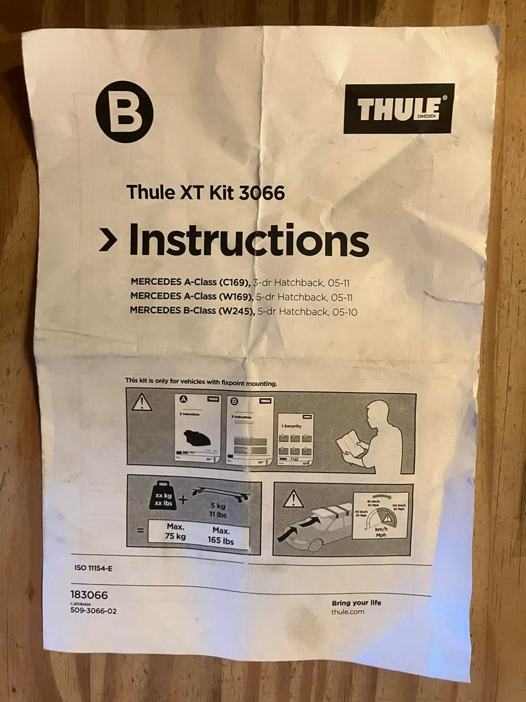 Thule XT Kit 3066 voor Mercedes A- en B-Klasse, Auto diversen, Dakdragers, Ophalen of Verzenden, Zo goed als nieuw