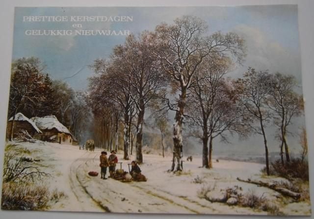 Oude Kerstkaart met winters landschap uit 1982, Ophalen of Verzenden, 1980 tot heden, Gelopen, Feest(dag)
