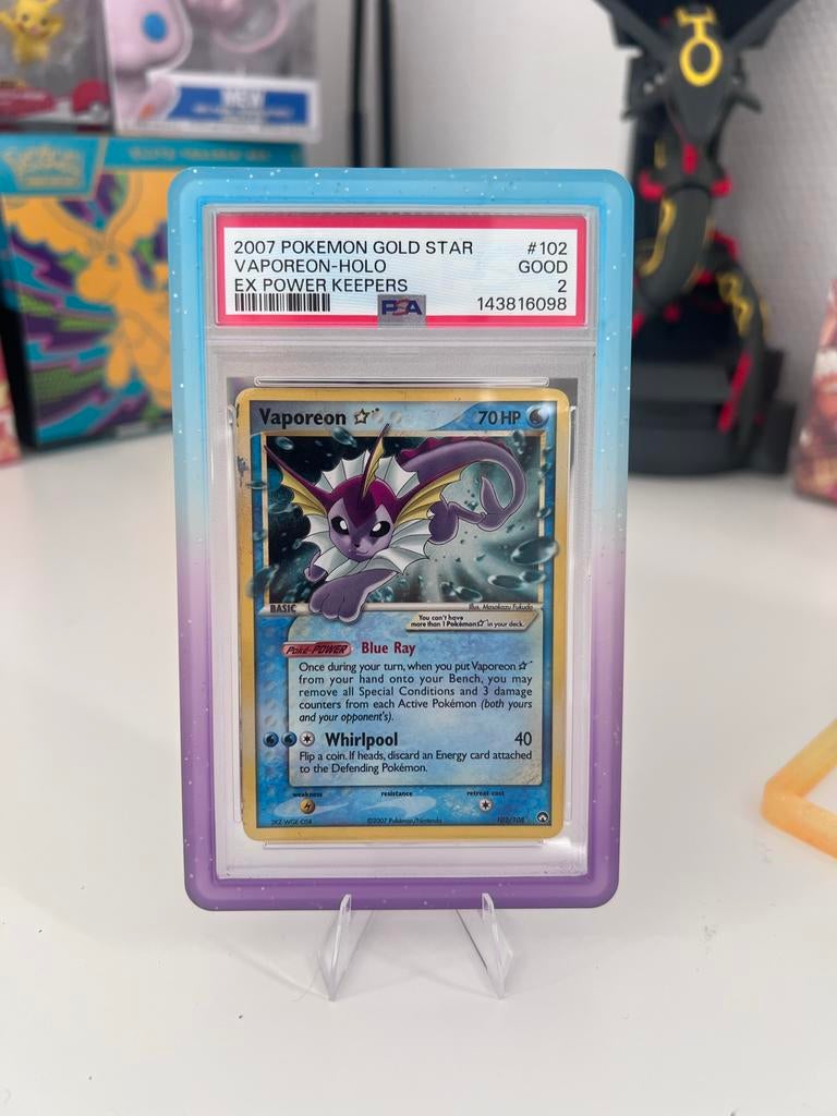 Vaporeon Gold Star PSA 2 Pokémon Kaart (LOW POP), Ophalen of Verzenden, Gebruikt, Losse kaart