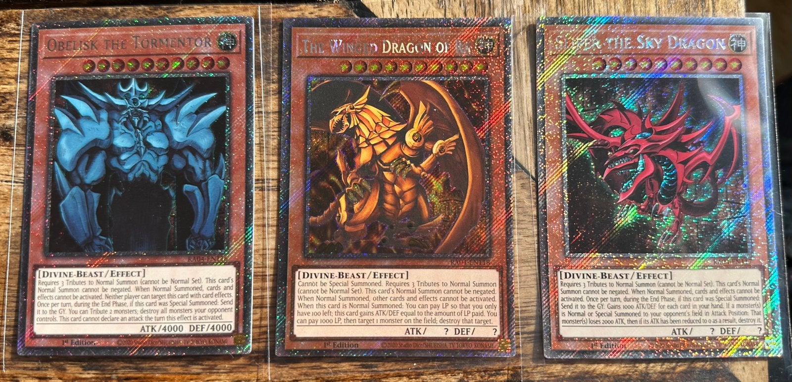 Yu-Gi-Oh! Egyptian God Card Set RA04 1st Ed Mint !, Hobby en Vrije tijd, Ophalen of Verzenden, Zo goed als nieuw, Meerdere kaarten