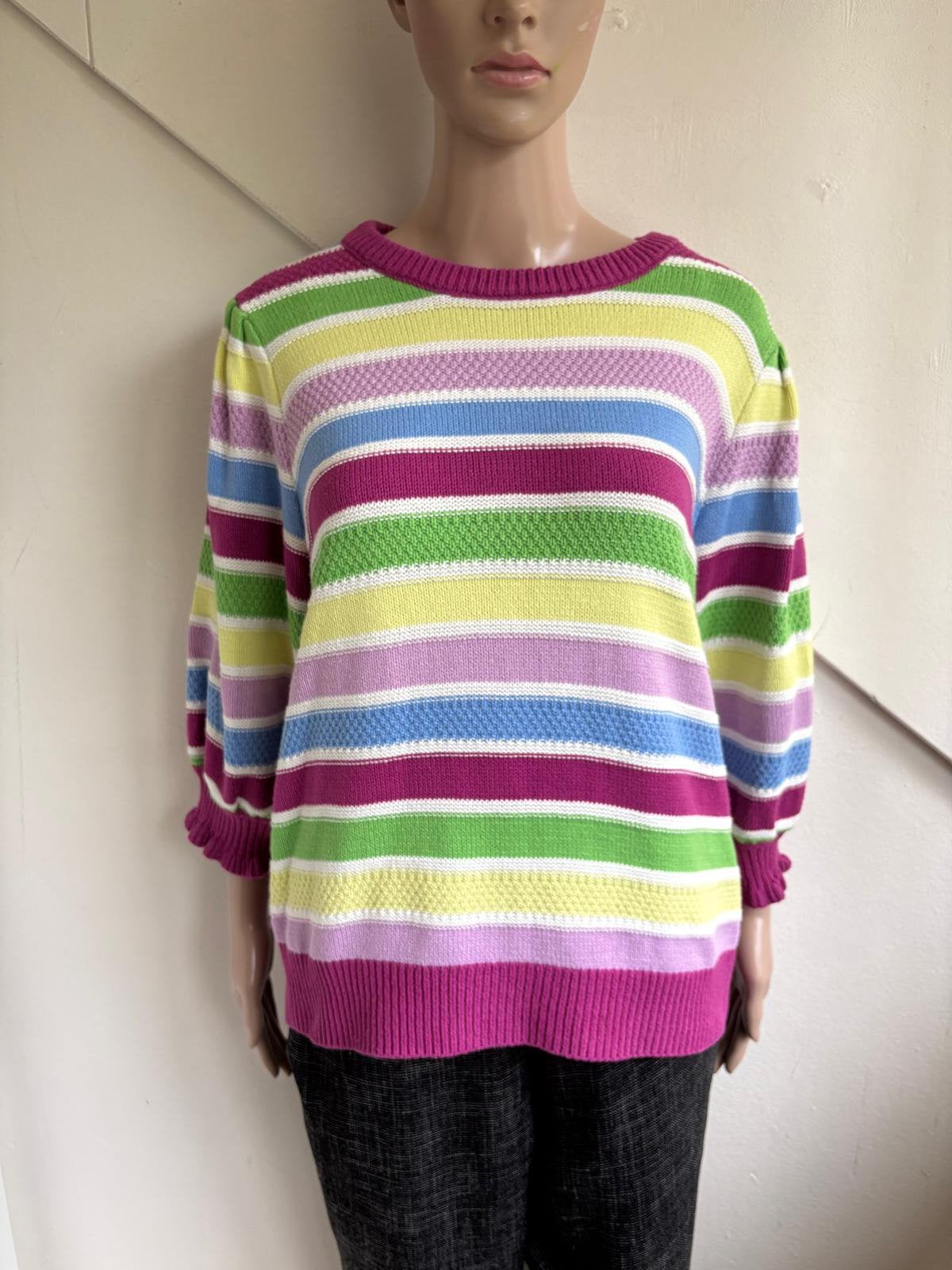 Fabienne Chapot trui maat XL gestreept roze wit multicolor, Kleding | Dames, Ophalen of Verzenden, Zo goed als nieuw, Maat 46/48 (XL) of groter