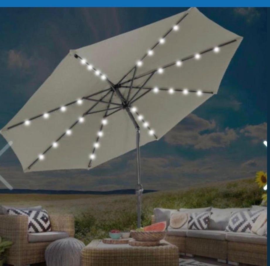 Lifa Garden LED Parasol - Crème, Ophalen of Verzenden, Nieuw, 2 tot 3 meter, Stokparasol