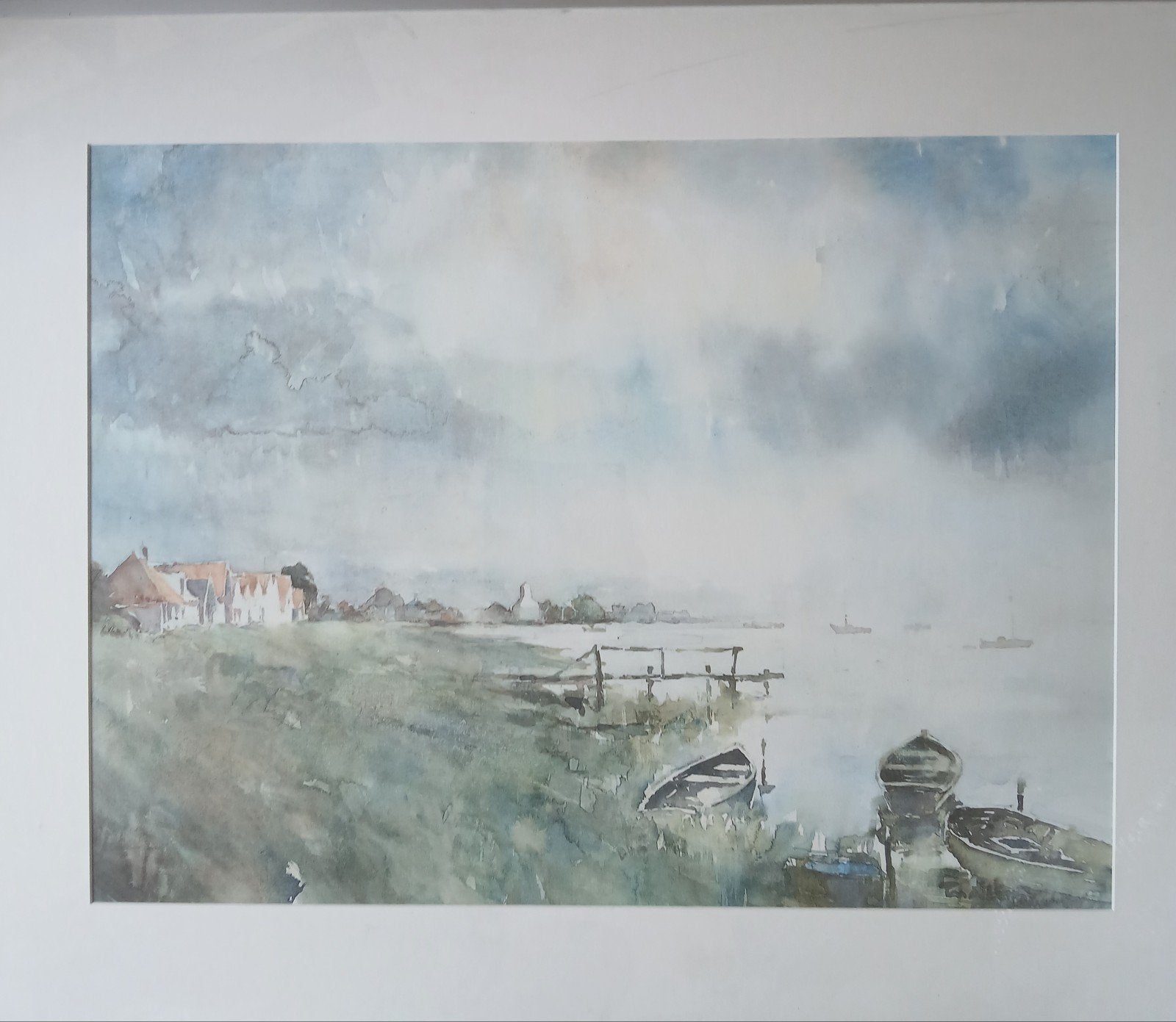 AQUAREL TON ALBERS: ' DURGERDAMMERDIJK ', ingelijst, Antiek en Kunst, Ophalen
