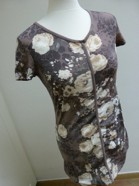 Vintage lange top maat M Enjoy stretch roosjes, Maat 38/40 (M), Overige kleuren, Enjoy, Ophalen of Verzenden