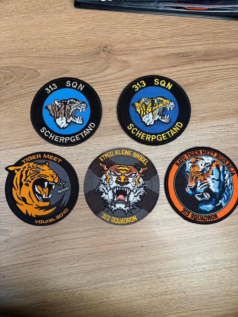 Rnlaf 313 Squadron Tiger Meet Patches - 5 stuks, Ophalen of Verzenden, Zo goed als nieuw, Overige typen