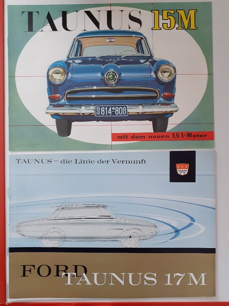 2 Ford Taunus folders     jaren 50/60     Duitstalig, Ford, Nieuw, Ophalen of Verzenden, Ford