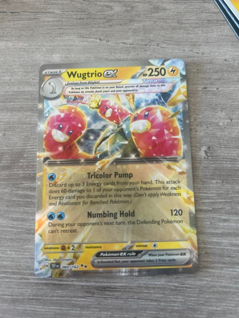 Wugtrio ex Pokémon kaart 060/162 Tera, Ophalen of Verzenden, Zo goed als nieuw, Losse kaart, Foil