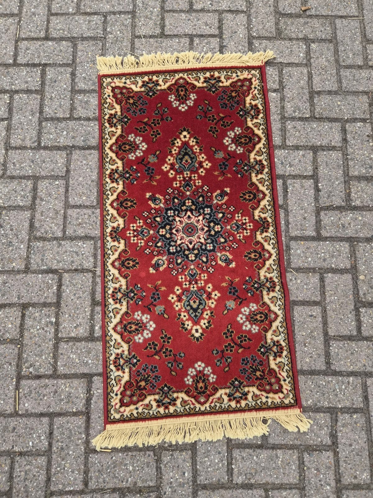 Handgeknoopt wollen vloerkleed of tafelloper - 125x60 cm, 100 tot 150 cm, Zo goed als nieuw, Groen, Oosters, Klassiek