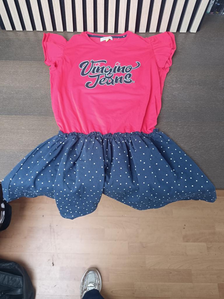 Nieuwe Vingino jurk maat:14, rood met blauw, Meisje, Nieuw, Ophalen of Verzenden, Vingino