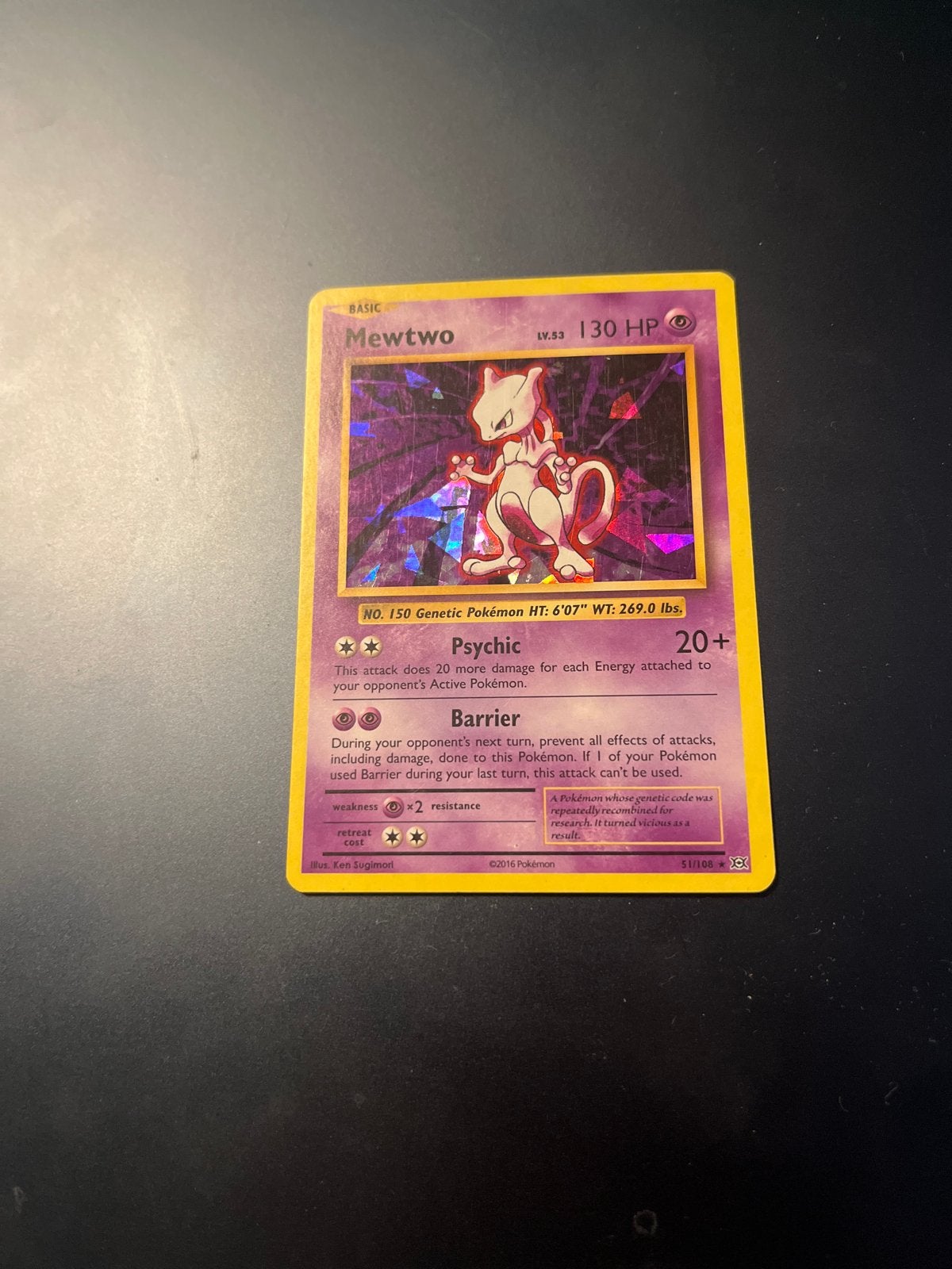 Mewtwo cracked ice holo - 51/108 2016, Ophalen of Verzenden, Gebruikt, Losse kaart, Foil
