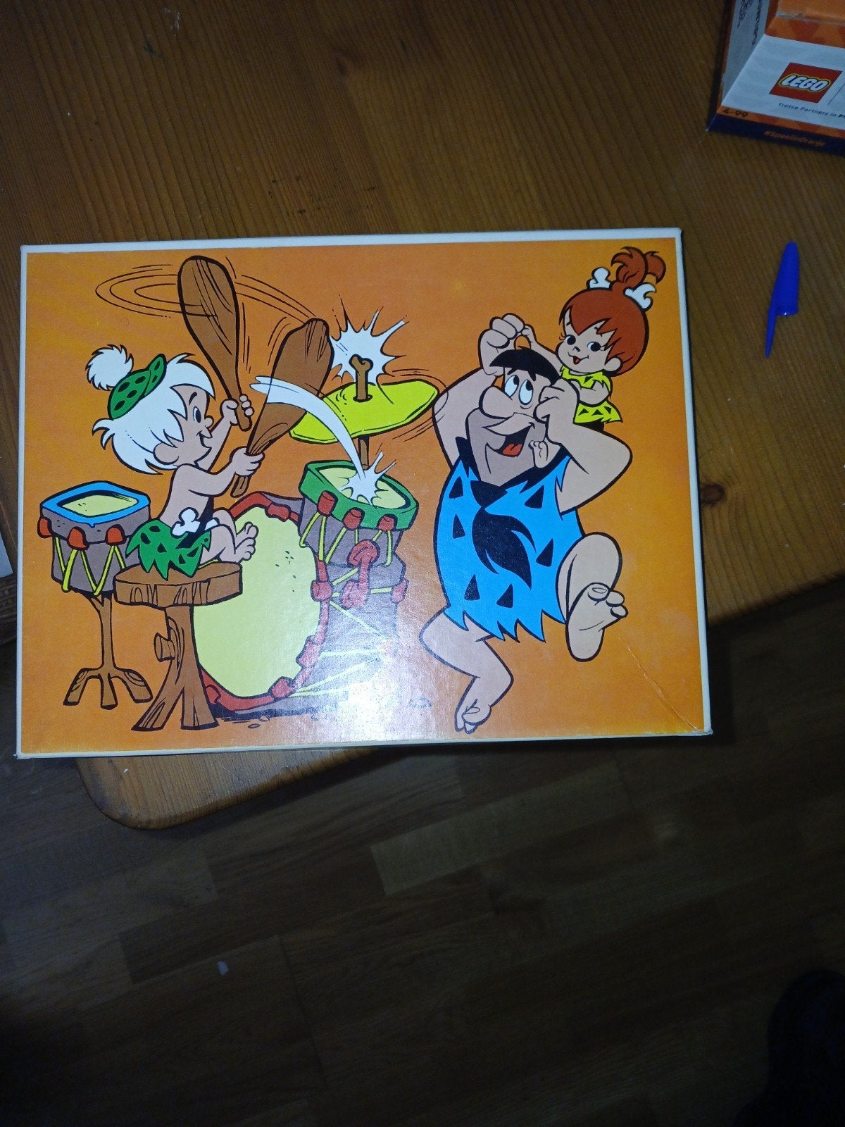 Vintage Flintstones Puzzel - Fred, Barney en Pebbles, Ophalen of Verzenden, Minder dan 10 stukjes, Gebruikt, 4 tot 6 jaar
