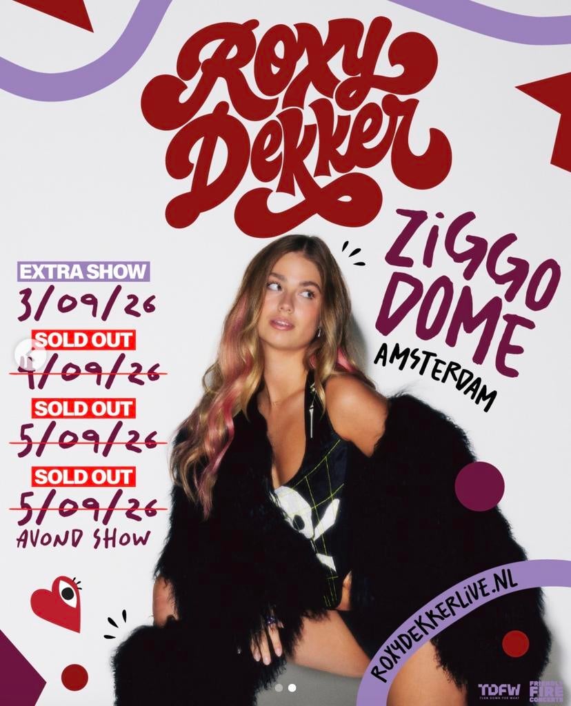 Roxy Dekker Ziggo Dome, Drie personen of meer, September