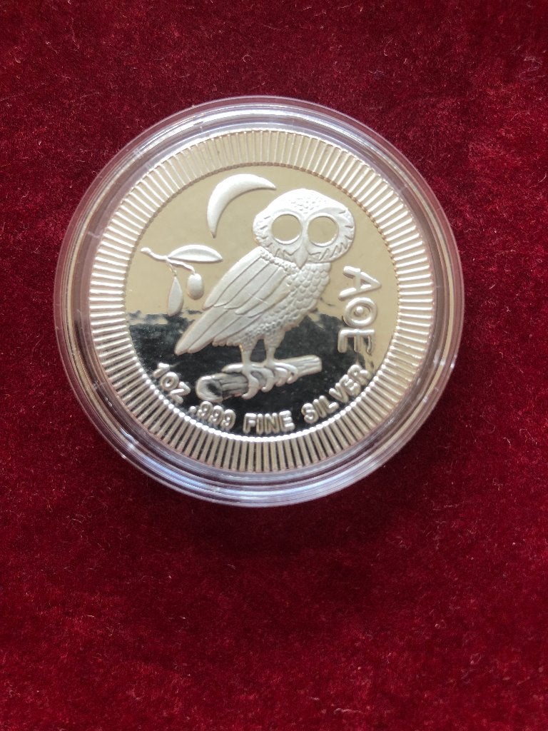 1 oz zilver „Eule von Athen 2021” Athene Uil  Athenean Owl, Ophalen of Verzenden, Zilver