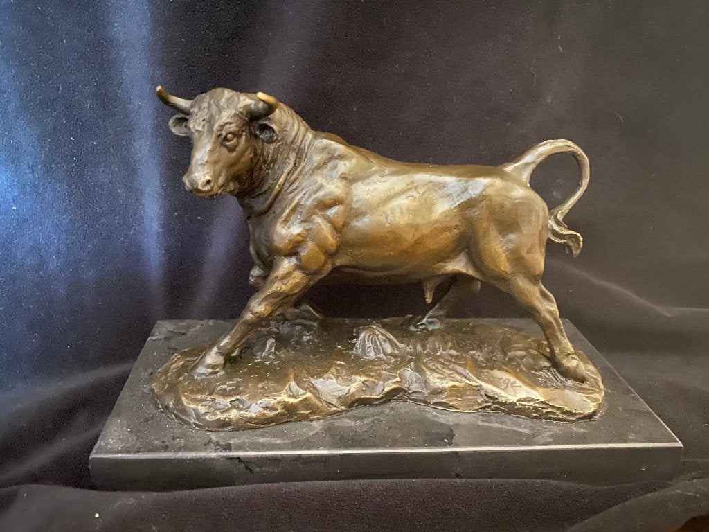Bronzen stevige stier A.Barge zuiver schitterend brons, Antiek en Kunst, Ophalen of Verzenden