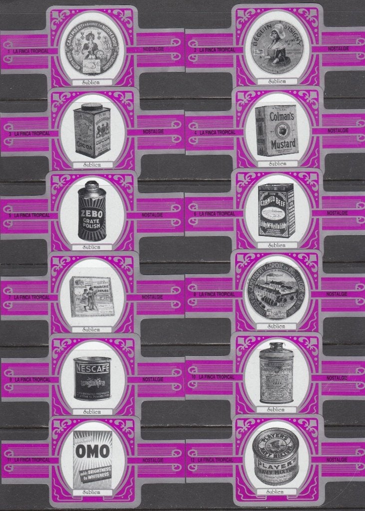Sigarenbanden Nostalgie, La Finca Tropical 1-12 paars-zilver, Ophalen of Verzenden, Nieuw, Sigarenbandjes