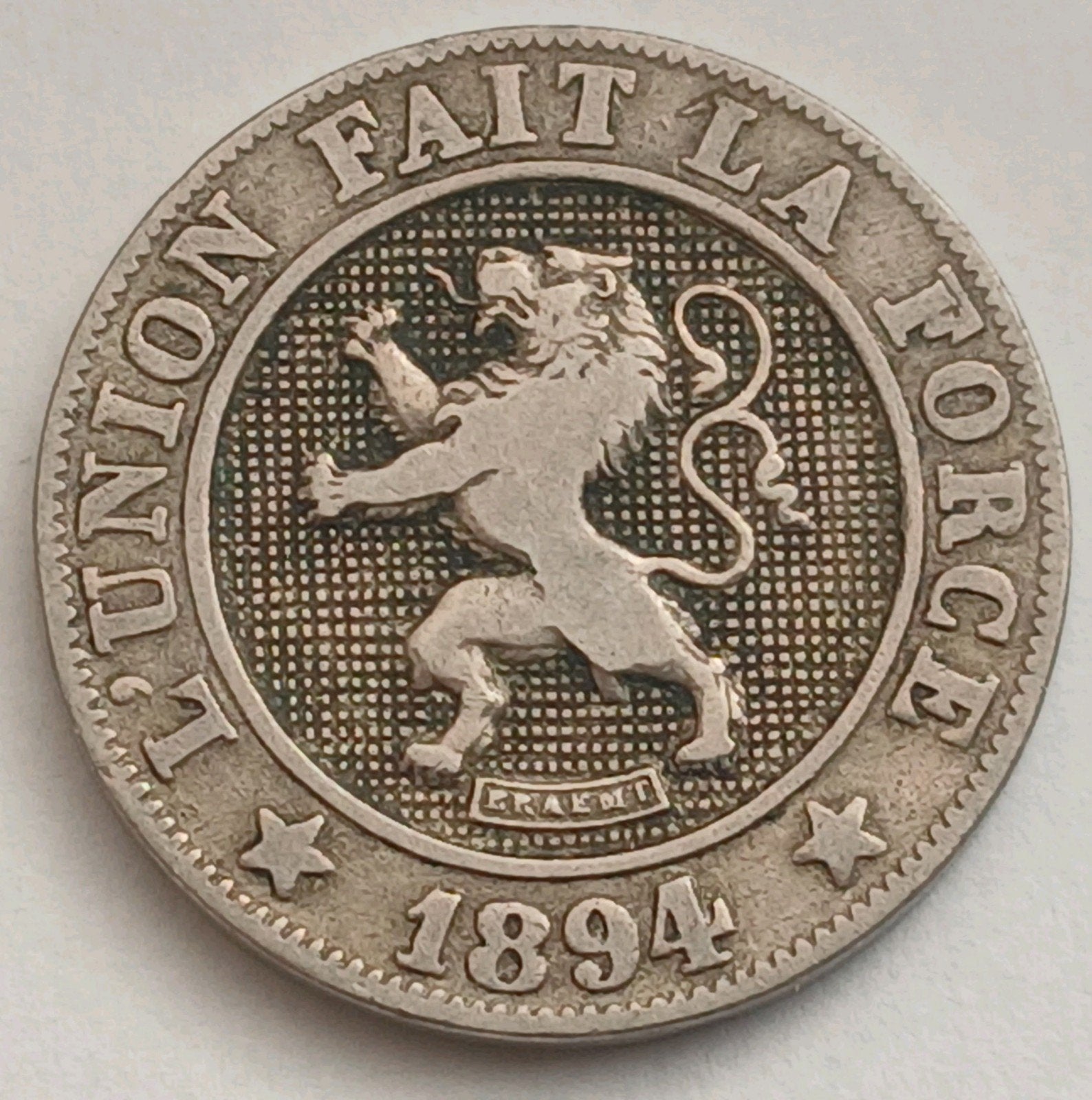België 10 Centimes 1894 Oude Antieke Munt Leeuw Benelux, Ophalen of Verzenden