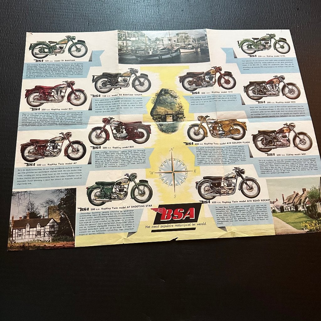 #2) BSA 1956  Oerend Hard! Folder Motor Bromfiets, Verzenden, Gelezen, Folder