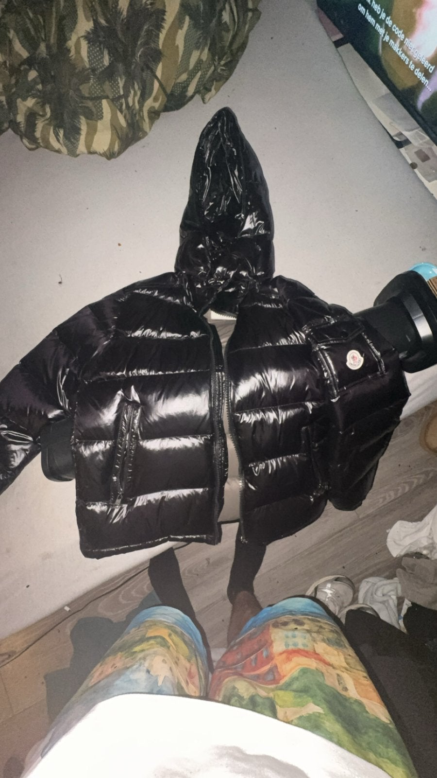 Moncler Maya Puffer Jas Zwart Glanzend, Kleding | Heren, Ophalen of Verzenden, Zo goed als nieuw, Overige maten, Zwart