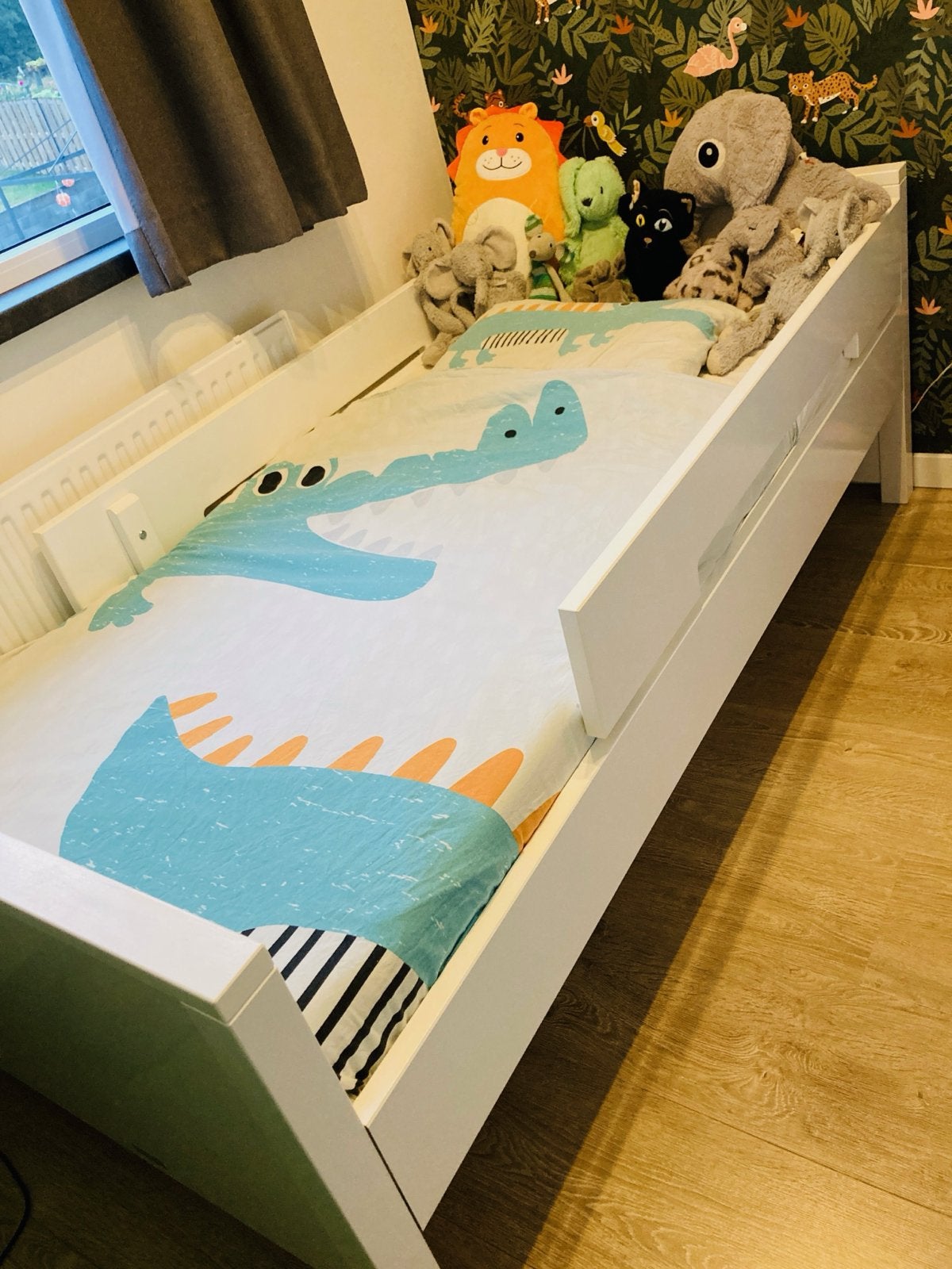 Bopita kinderbed wit 90x180 cm met uitvalbeveiliging, Ophalen, 85 tot 100 cm, Gebruikt, Lattenbodem