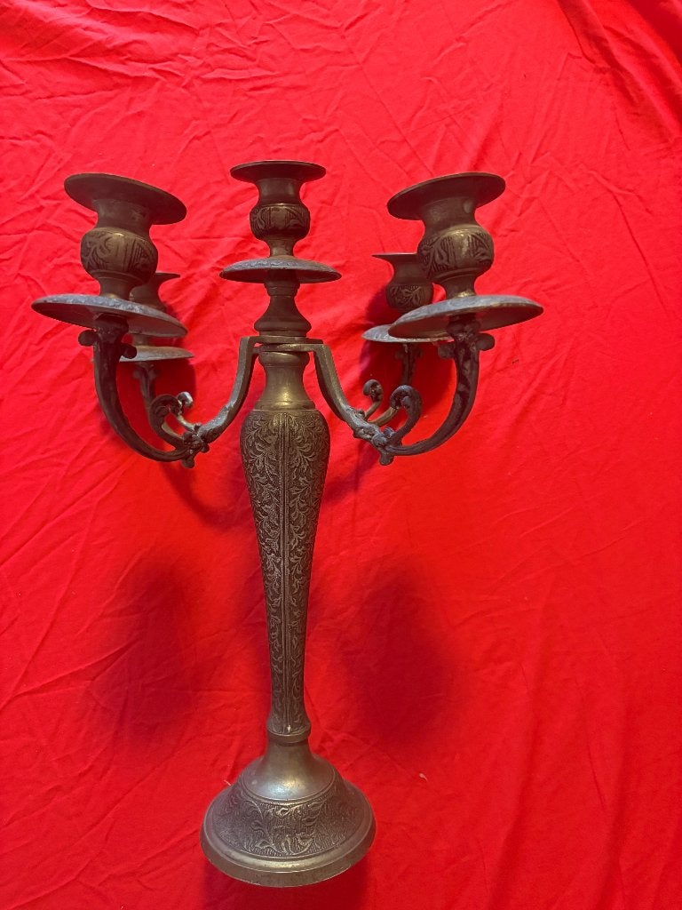 Antiek Kandelaar/Vijfarmige Handgemaakte Candelabra 1830, Antiek en Kunst, Ophalen of Verzenden, Overige materialen